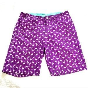 Bonobos Swim Trunks Shorts  9” Inseam Purple Flamingo Size 32
